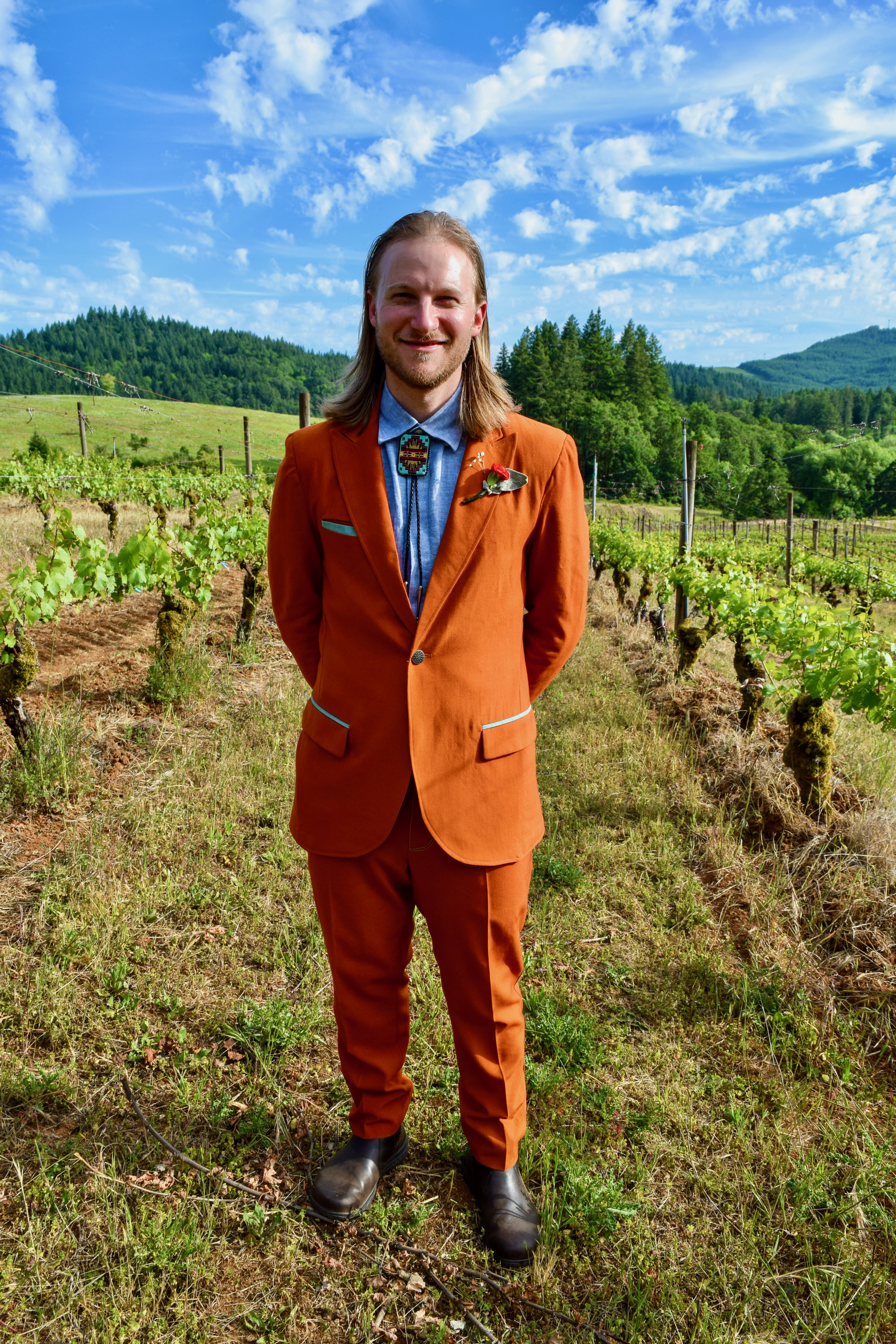 Evan in the handmade suit